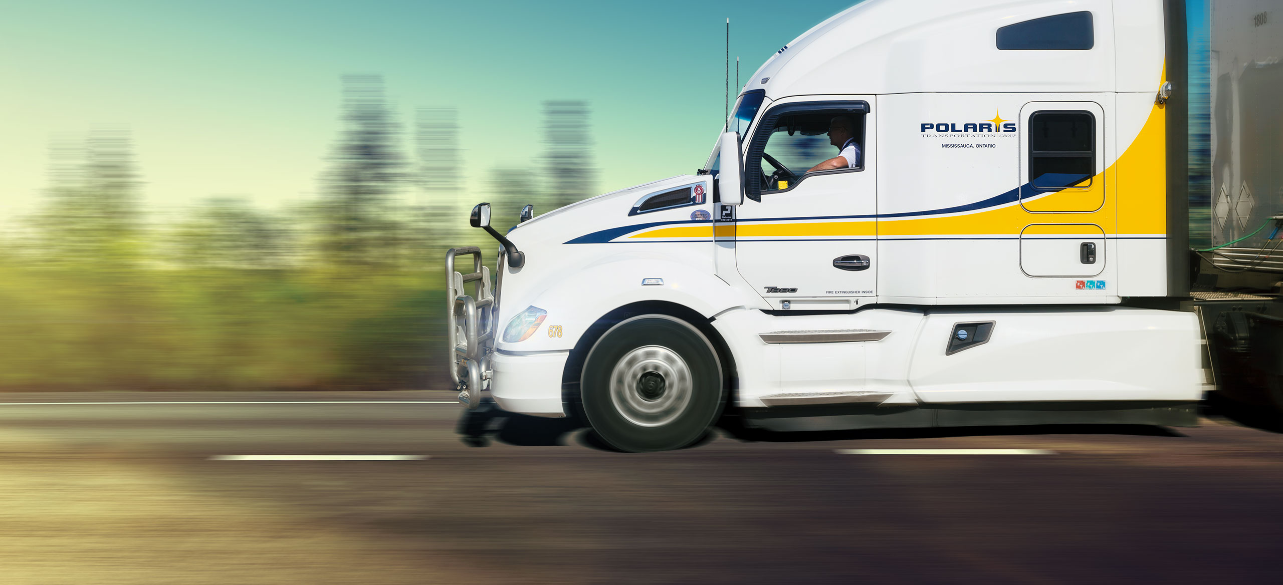 Polaris highway truck driving on road 